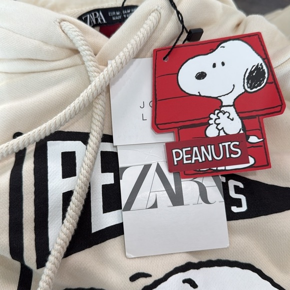ZARA Peanuts Snoopy Cream Hoodie Sz M - Picture 13 of 13